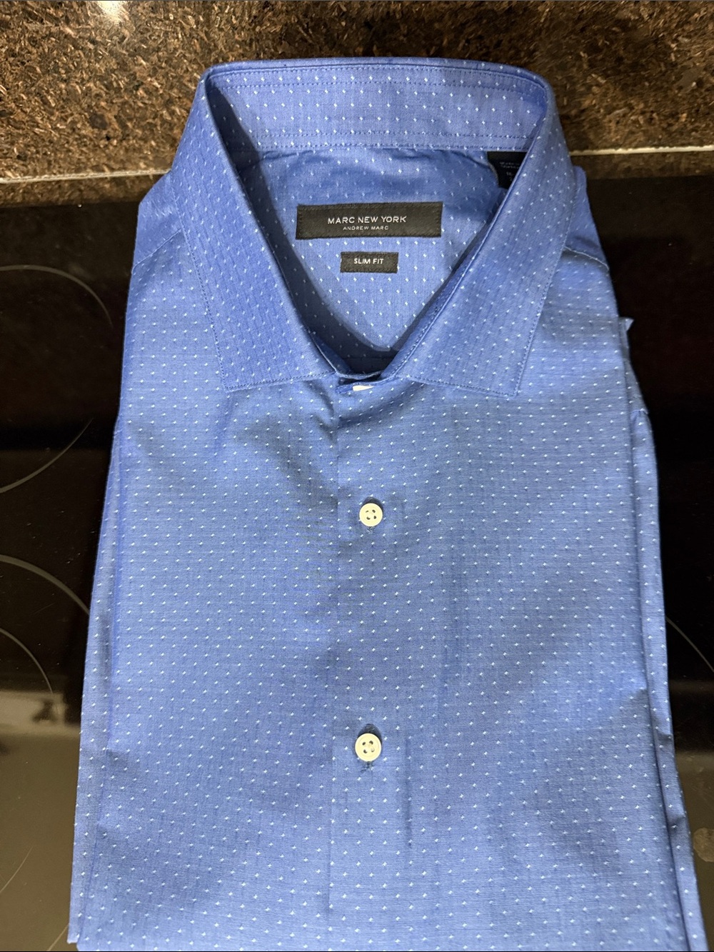 Marc New York Blue Microdot Men’s Dress Shirt - Slim Fit   16-16 1/2, 34/35,